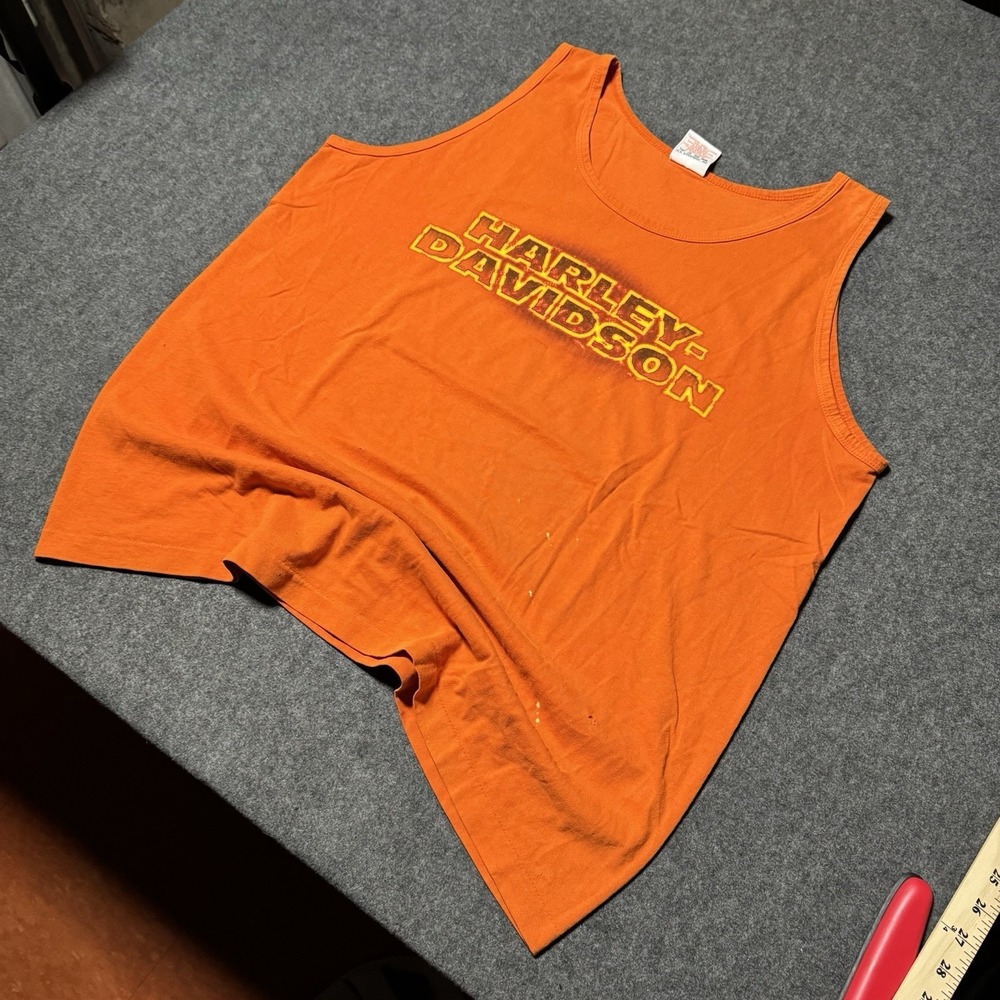 VTG 2004 Harley Davidson Double Sided Tanktop‎ Mens XL Flame Logo Distressed